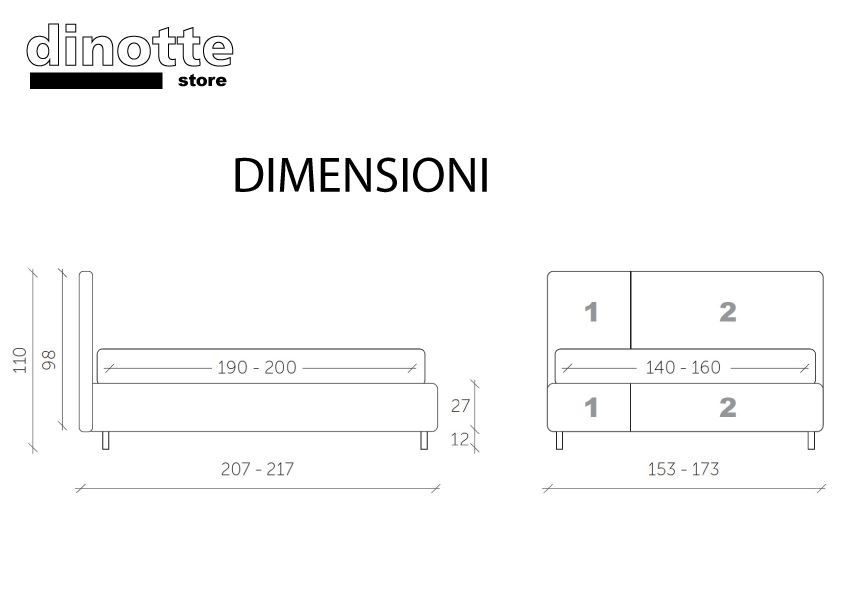 STILFAR - EDDA Letto Matrimoniale 160x190 Contenitore Tessuto